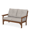 Vineyard Deep Seating Loveseat Teak Frame Weathered Tweed Cushions