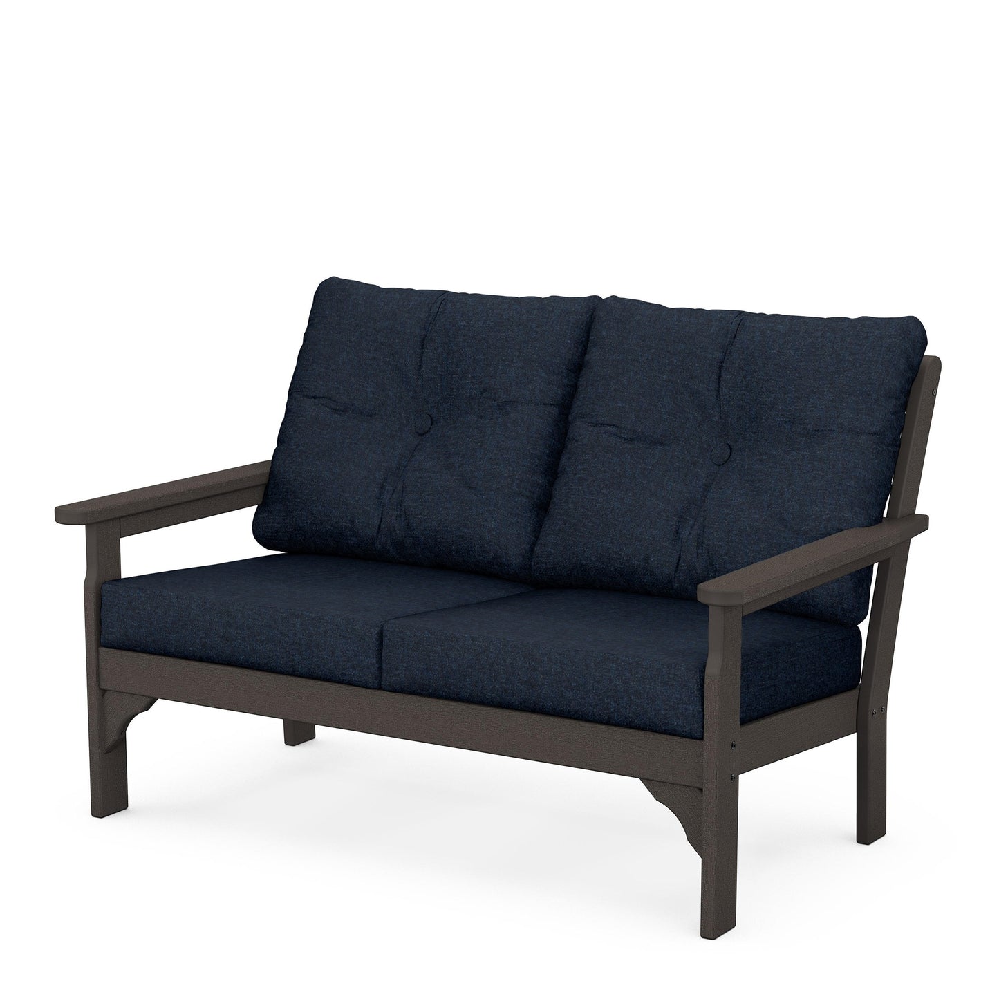 Vineyard Deep Seating Loveseat Vintage Coffee Frame Marine Indigo Cushions, image 30