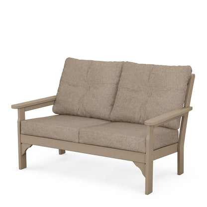 
                  Vineyard Deep Seating Loveseat Vintage Sahara Frame Spiced Burlap Cushions - Image 77
                