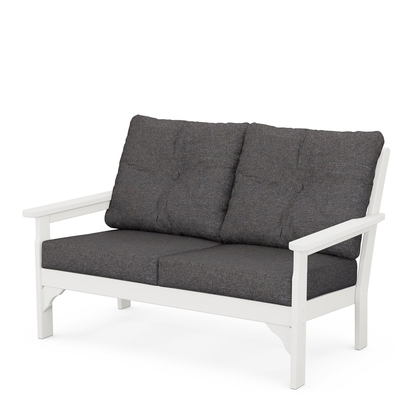 Vineyard Deep Seating Loveseat Vintage White Frame Ash Charcoal Cushions, image 13