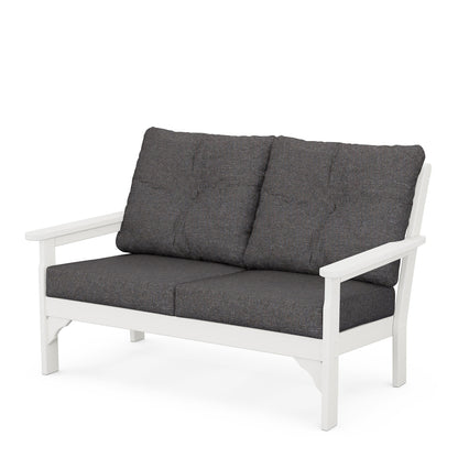 
                  Vineyard Deep Seating Loveseat Vintage White Frame Ash Charcoal Cushions - Image 13
                