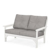 Vineyard Deep Seating Loveseat Vintage White Frame Grey Mist Cushions