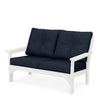 Vineyard Deep Seating Loveseat Vintage White Frame Marine Indigo Cushions