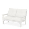 Vineyard Deep Seating Loveseat Vintage White Frame Natural Linen Cushions