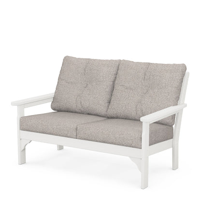 
                  Vineyard Deep Seating Loveseat Vintage White Frame Weathered Tweed Cushions - Image 91
                