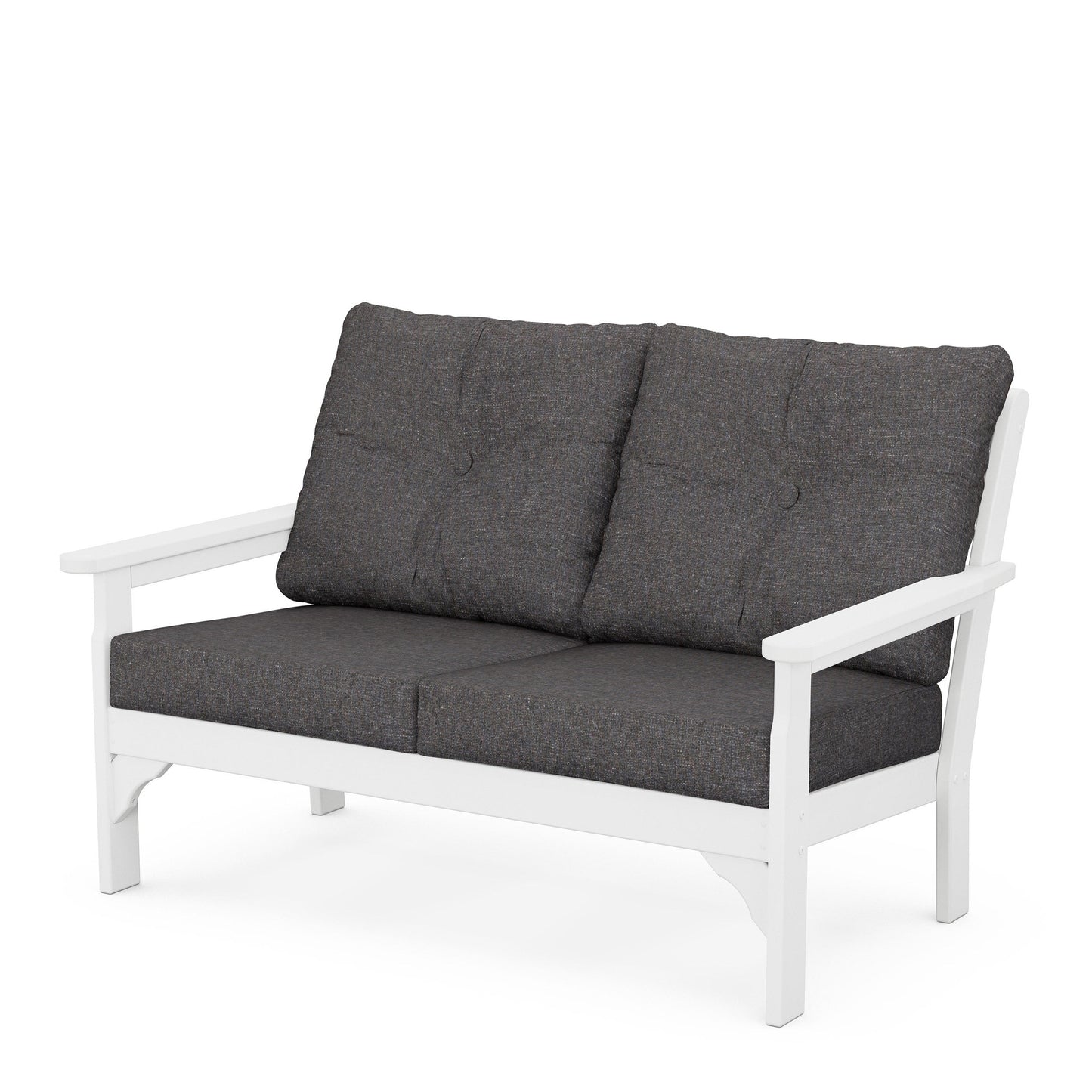 Vineyard Deep Seating Loveseat White Frame Ash Charcoal Cushions, image 6