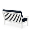 Vineyard Deep Seating Loveseat White Frame Marine Indigo Cushions Back