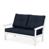 Vineyard Deep Seating Loveseat White Frame Marine Indigo Cushions