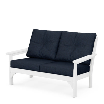 
                  Vineyard Deep Seating Loveseat White Frame Marine Indigo Cushions - Image 34
                