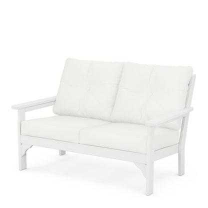 
                  Vineyard Deep Seating Loveseat White Frame Natural Linen Cushions - Image 45
                