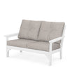 Vineyard Deep Seating Loveseat White Frame Weathered Tweed Cushions