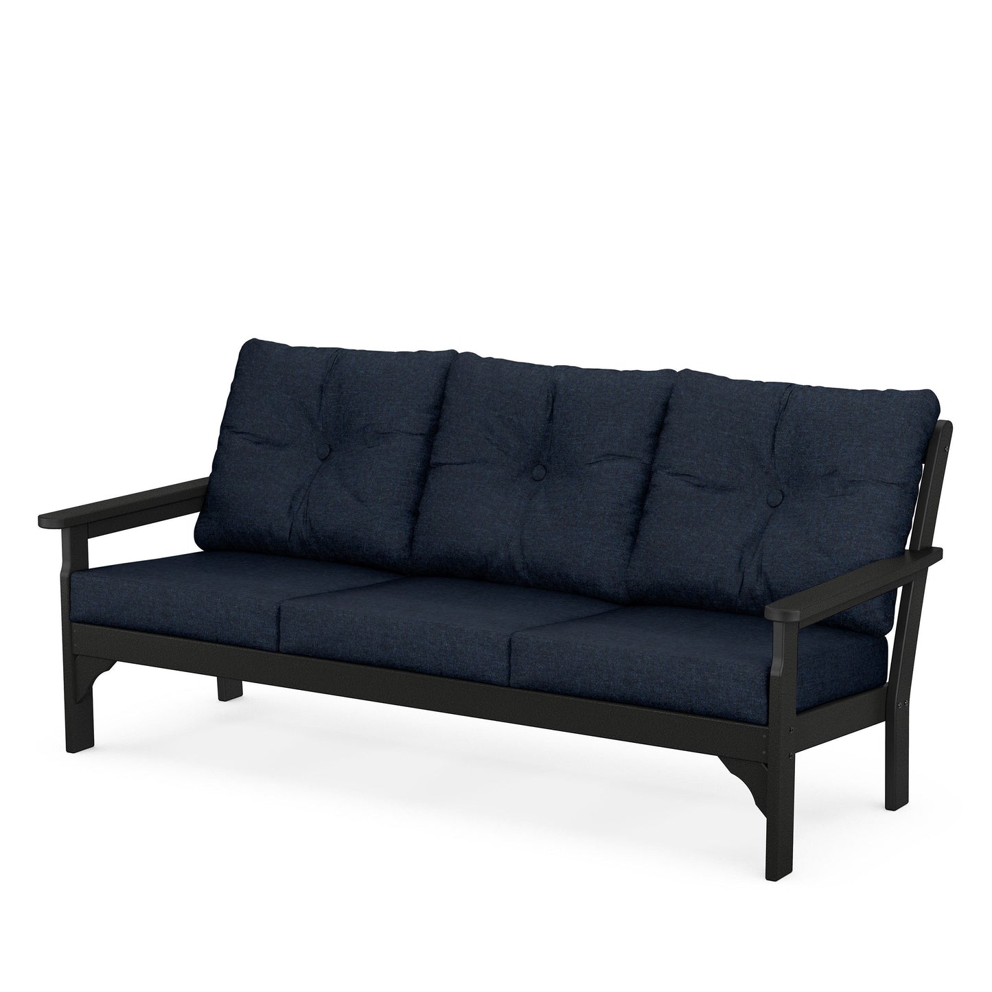 Vineyard Deep Seating Sofa Black Frame Marine Indigo Cushions, image 29