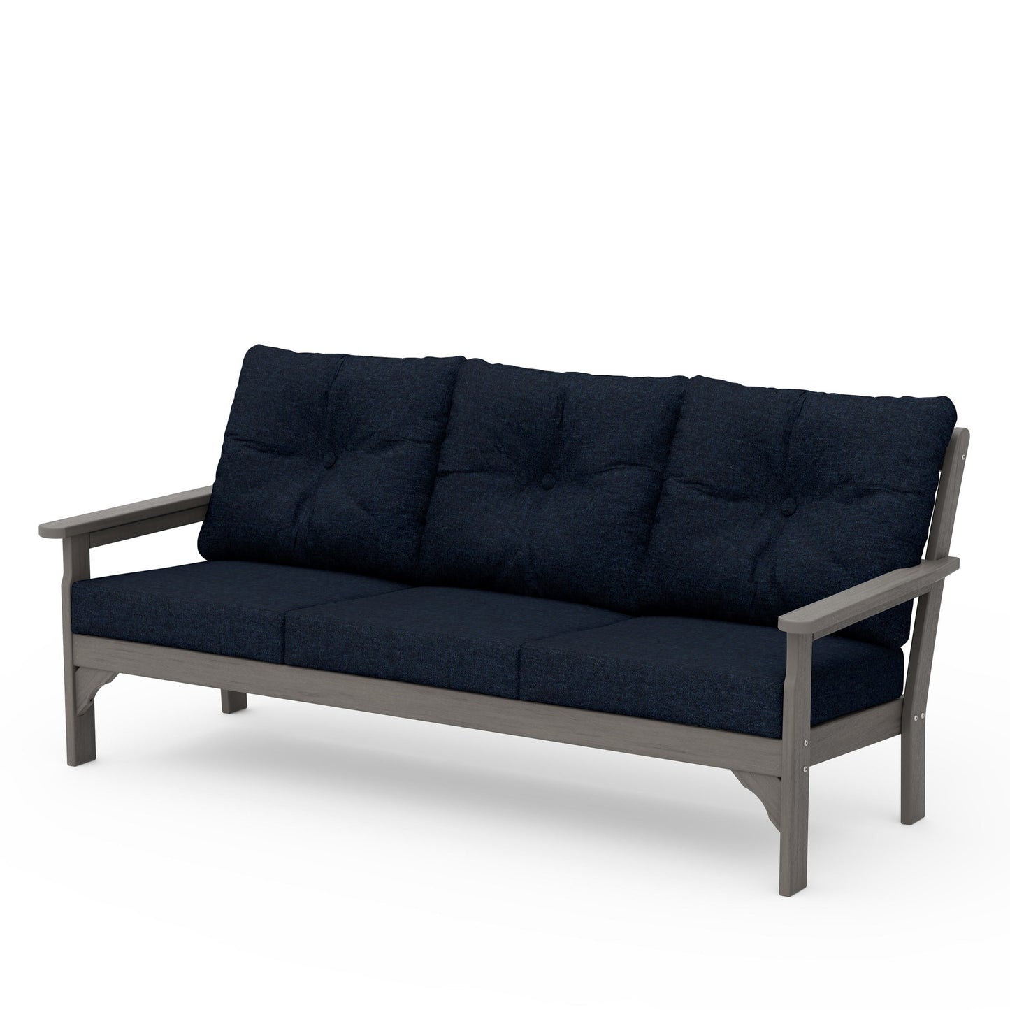 Vineyard Deep Seating Sofa Driftwood Frame Marine Indigo Cushions, image 40