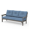 Vineyard Deep Seating Sofa Driftwood Frame Sky Blue Cushions