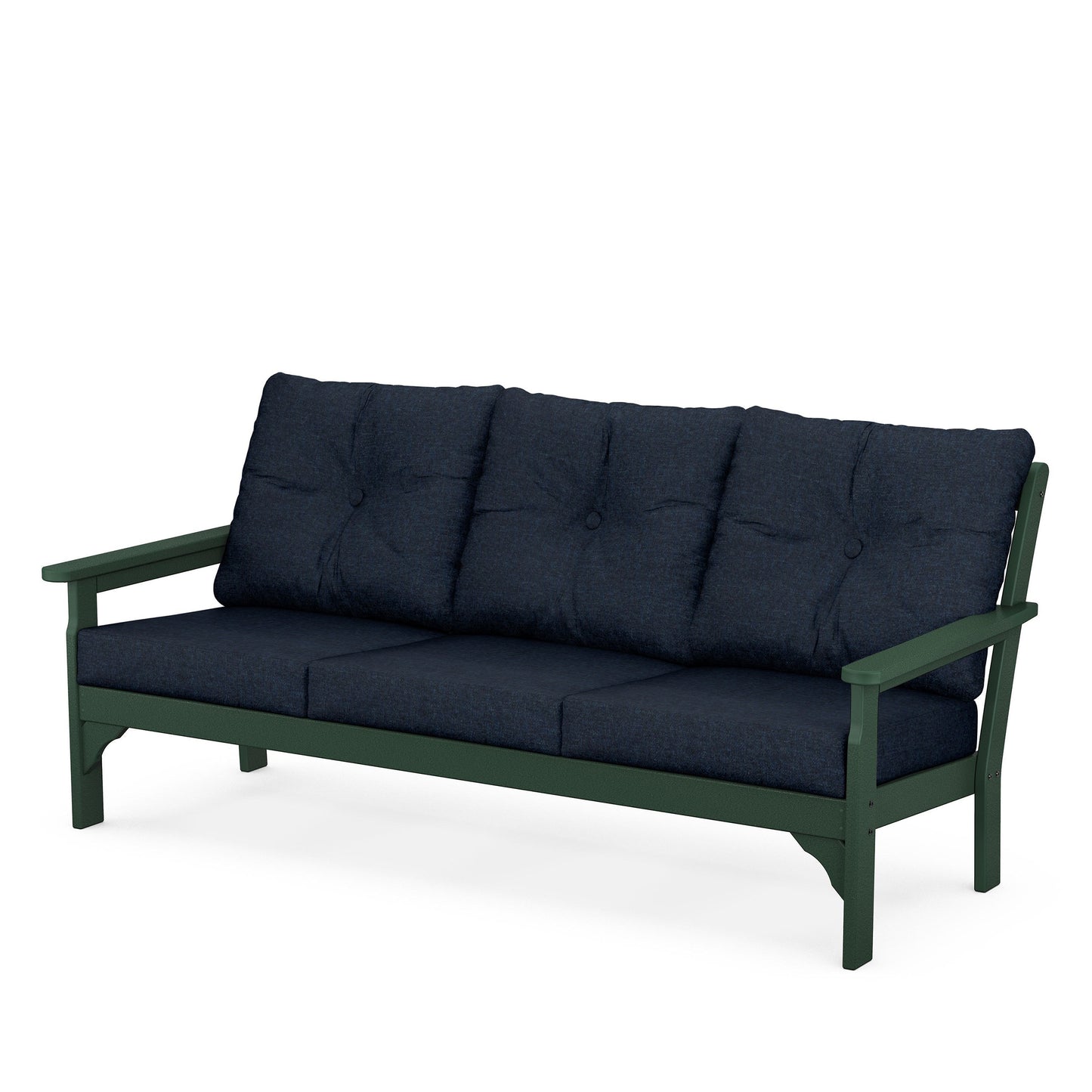 Vineyard Deep Seating Sofa Green Frame Marine Indigo Cushions, image 34