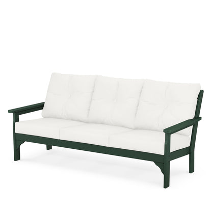 
                  Vineyard Deep Seating Sofa Green Frame Natural Linen Cushions - Image 47
                