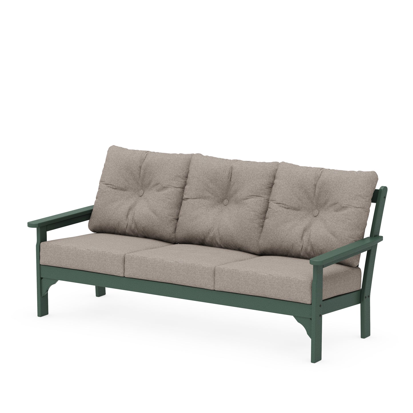 Vineyard Deep Seating Sofa Green Frame Weathered Tweed Cushions, image 86