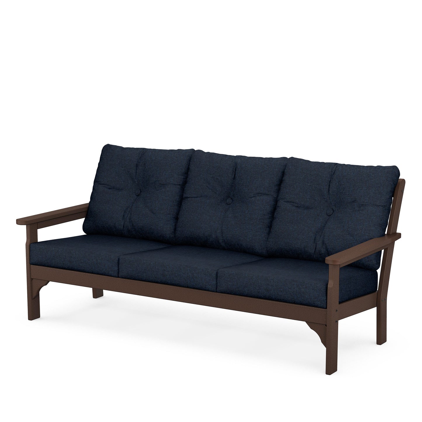 Vineyard Deep Seating Sofa Mahogany Frame Marine Indigo Cushions, image 32