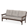 Vineyard Deep Seating Sofa Mahogany Frame Weathered Tweed Cushions