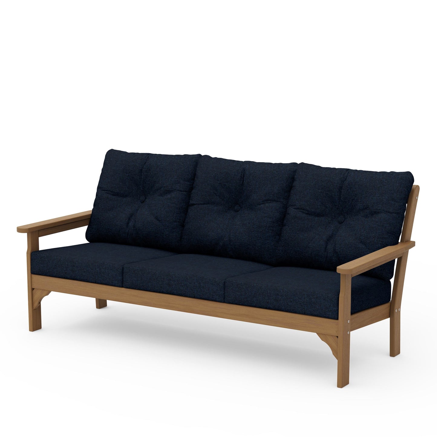 Vineyard Deep Seating Sofa Natural Frame Marine Indigo Cushions, image 39