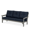 Vineyard Deep Seating Sofa Slate Grey Frame Marine Indigo Cushions