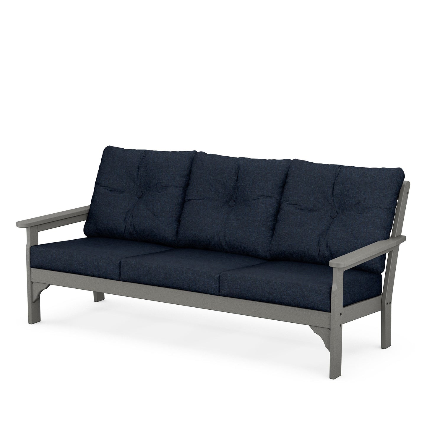 Vineyard Deep Seating Sofa Slate Grey Frame Marine Indigo Cushions, image 28