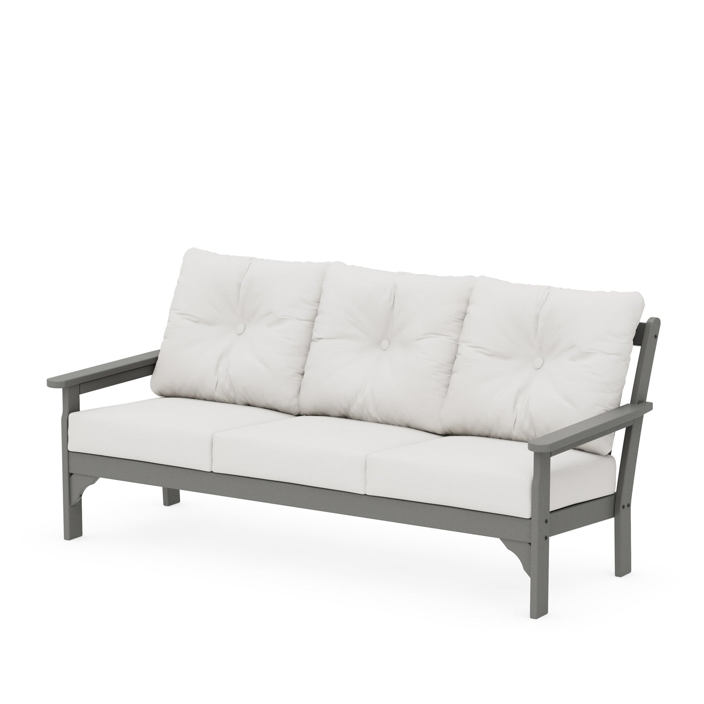 Vineyard Deep Seating Sofa Slate Grey Frame Natural Linen Cushions, image 41