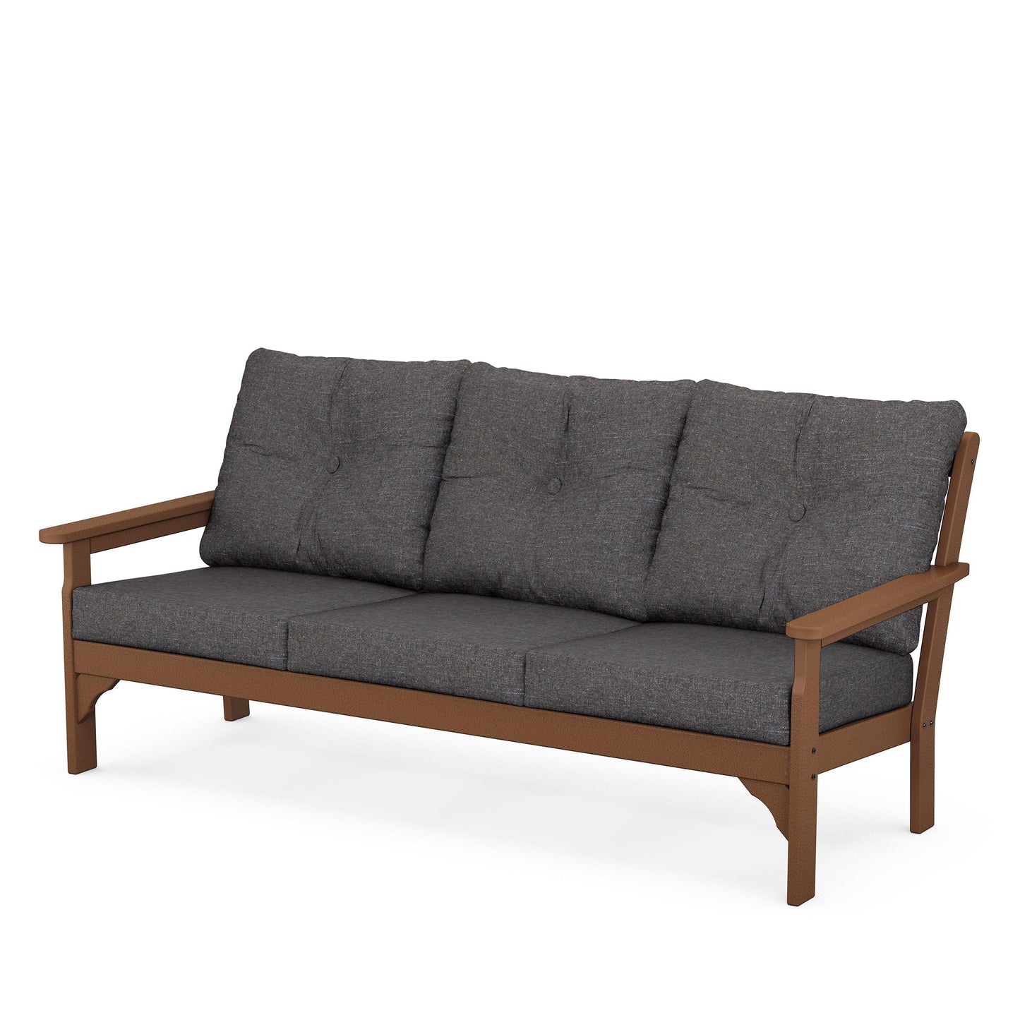Vineyard Deep Seating Sofa Teak Frame Ash Charcoal Cushions, image 5