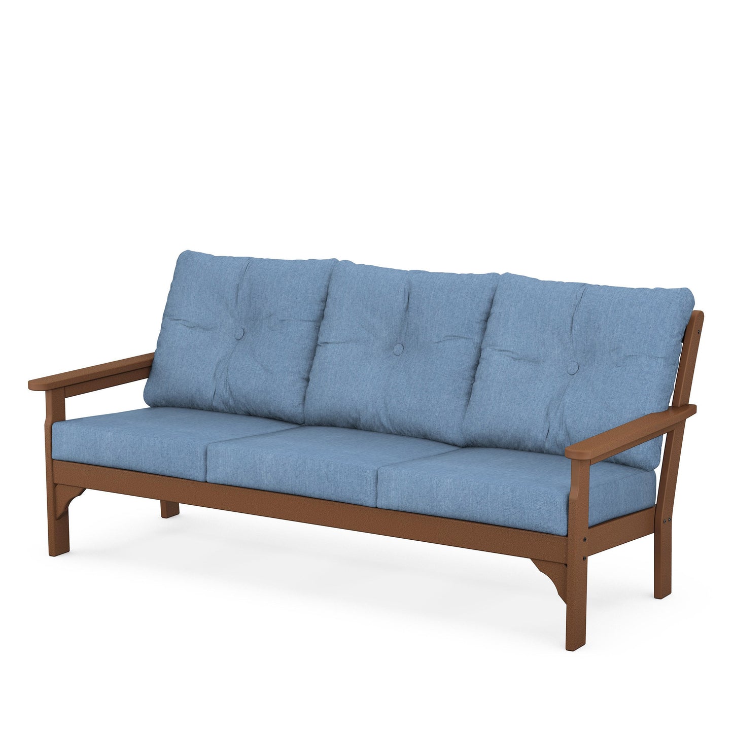 Vineyard Deep Seating Sofa Teak Frame Sky Blue Cushions, image 57