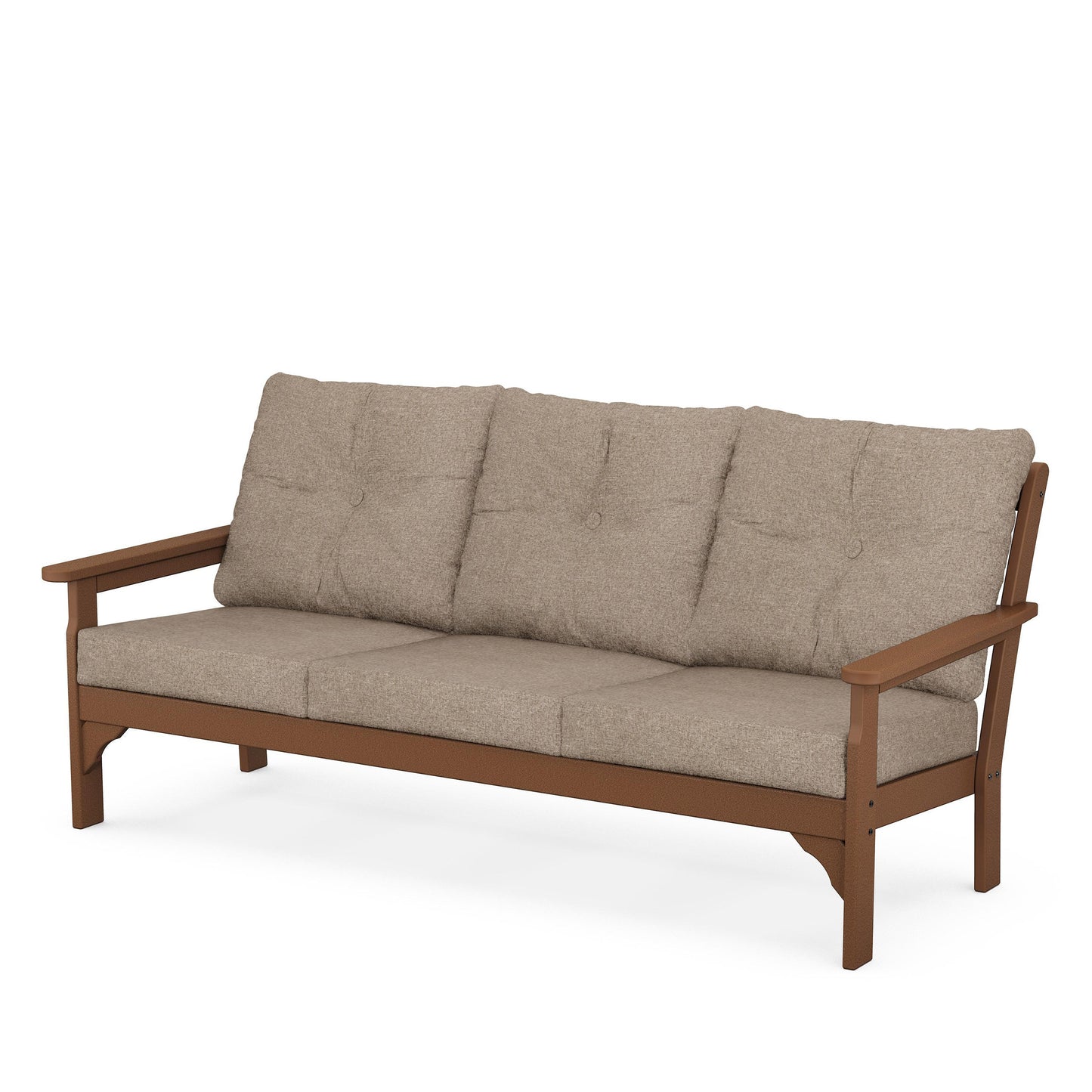 Vineyard Deep Seating Sofa Teak Frame Spiced Burlap Cushions, image 70