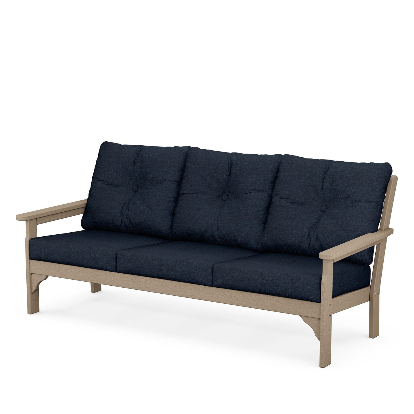 Vineyard Deep Seating Sofa Vintage Sahara Frame Marine Indigo Cushions, image 36