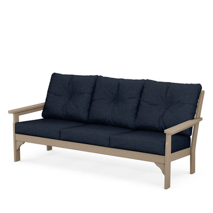 
                  Vineyard Deep Seating Sofa Vintage Sahara Frame Marine Indigo Cushions - Image 36
                