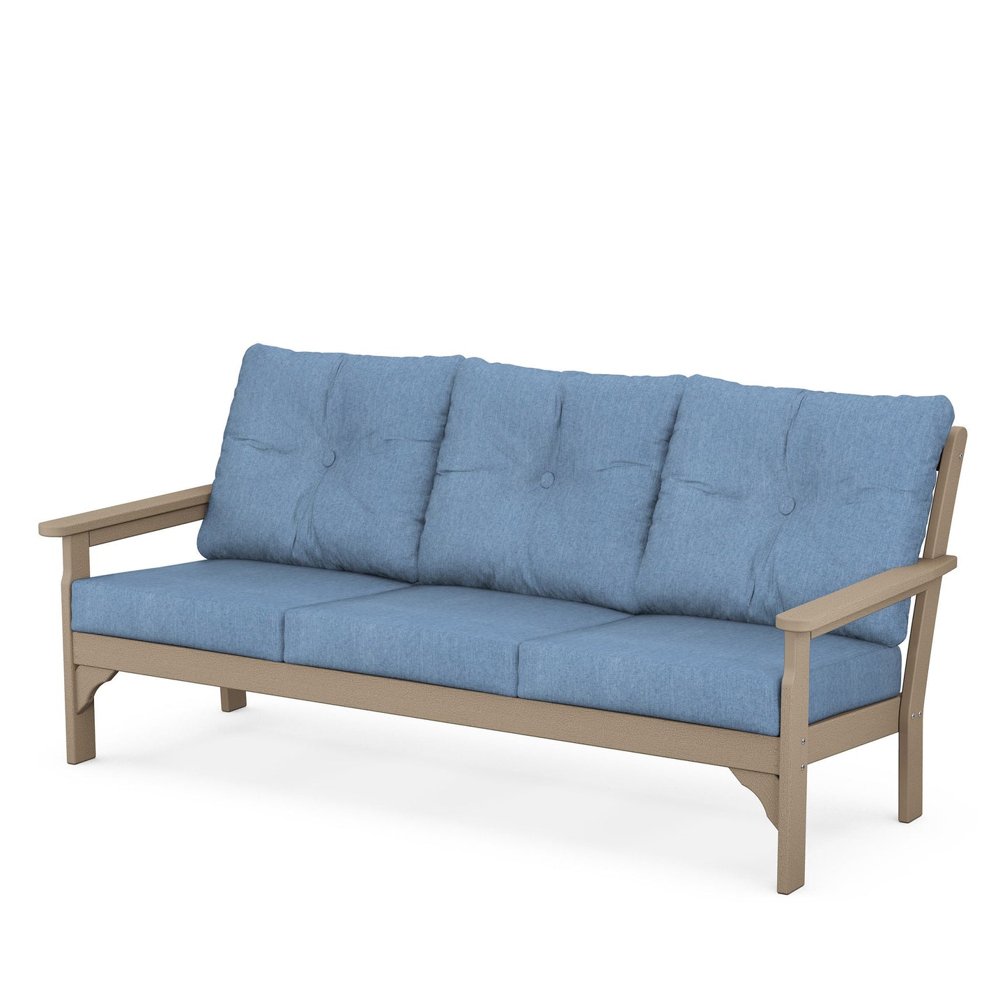 Vineyard Deep Seating Sofa Vintage Sahara Frame Sky Blue Cushions, image 62