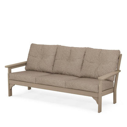 
                  Vineyard Deep Seating Sofa Vintage Sahara Frame Spiced Burlap Cushions - Image 75
                