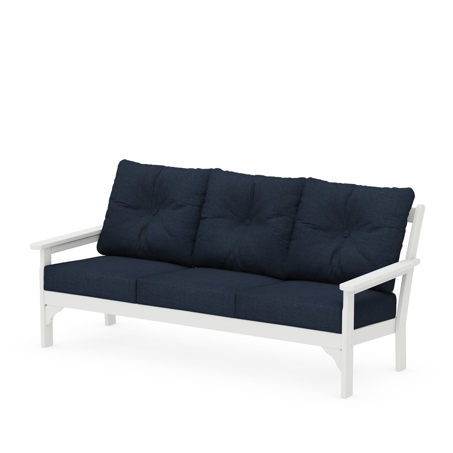 Vineyard Deep Seating Sofa White Frame Marine Indigo Cushions, image 30