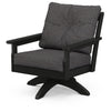 Vineyard Deep Seating Swivel Chair Black Frame Ash Charcoal Cushions