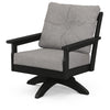 Vineyard Deep Seating Swivel Chair Black Frame Grey Mist Cushions