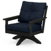Vineyard Deep Seating Swivel Chair Black Frame Marine Indigo Cushions