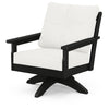 Vineyard Deep Seating Swivel Chair Black Frame Natural Linen Cushions