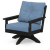 Vineyard Deep Seating Swivel Chair Black Frame Sky Blue Cushions
