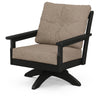 Vineyard Deep Seating Swivel Chair Black Frame Spiced Burlap Cushions