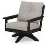 Vineyard Deep Seating Swivel Chair Black Frame Weathered Tweed Cushions