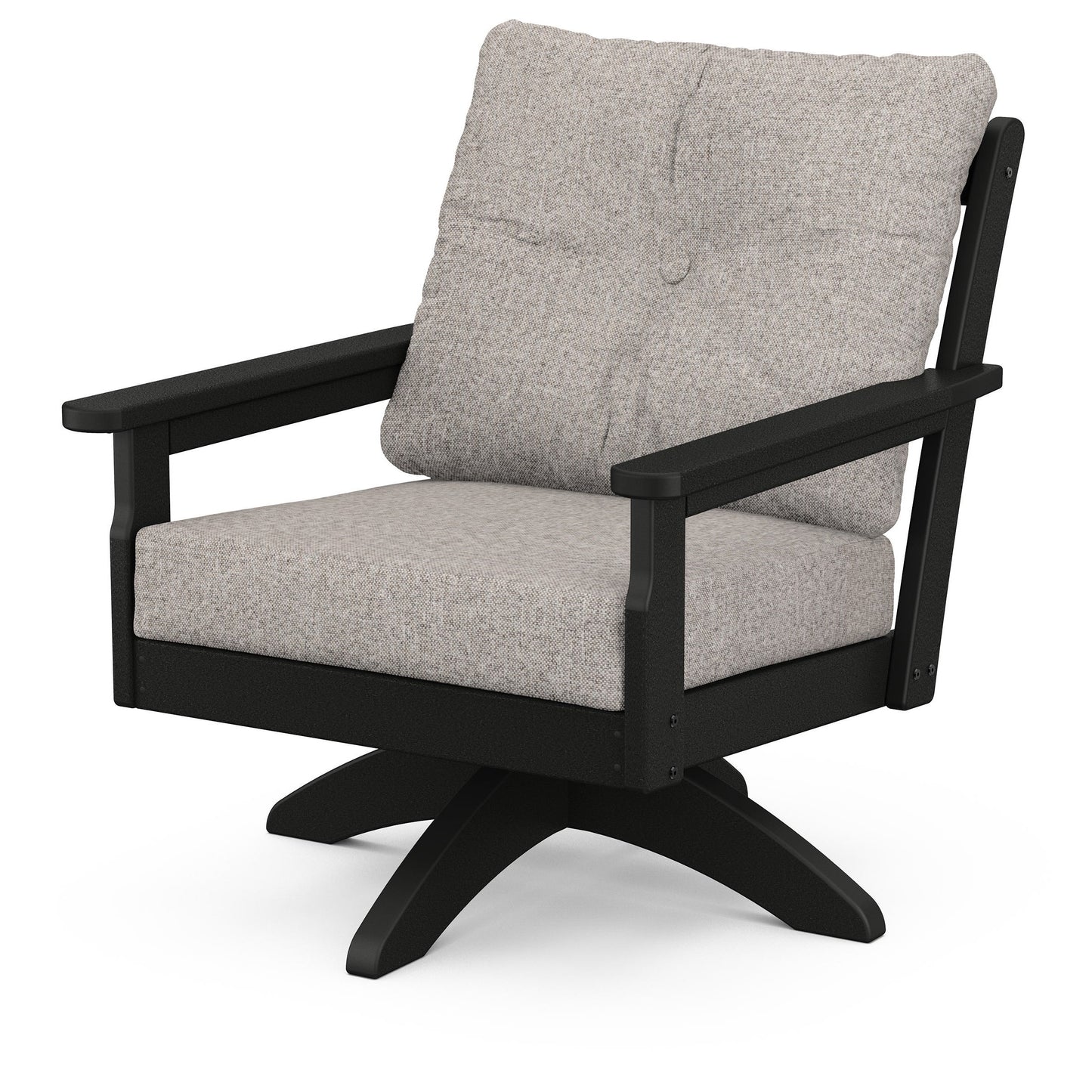 Vineyard Deep Seating Swivel Chair Black Frame Weathered Tweed Cushions, image 81