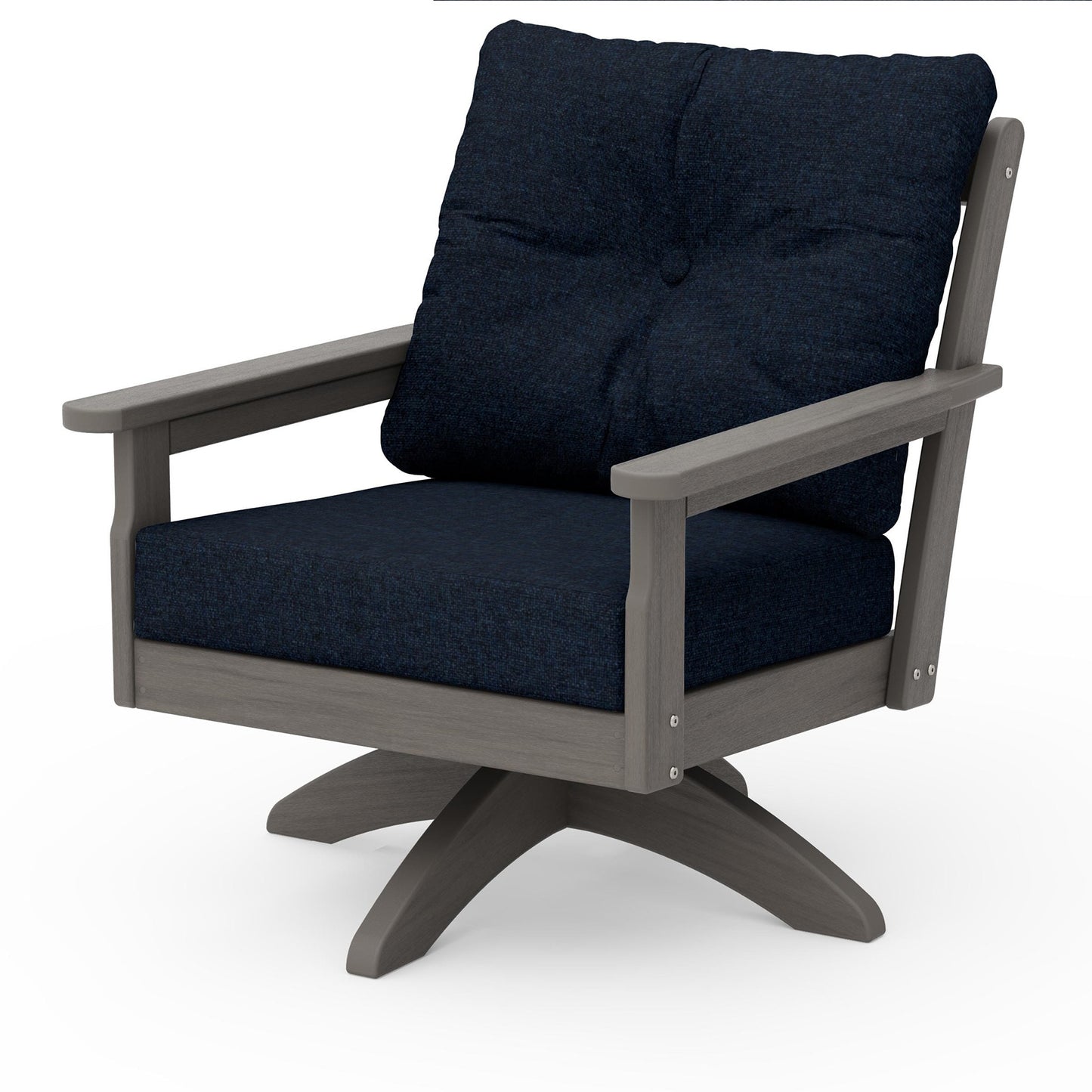 Vineyard Deep Seating Swivel Chair Driftwood Frame Marine Indigo Cushions, image 40