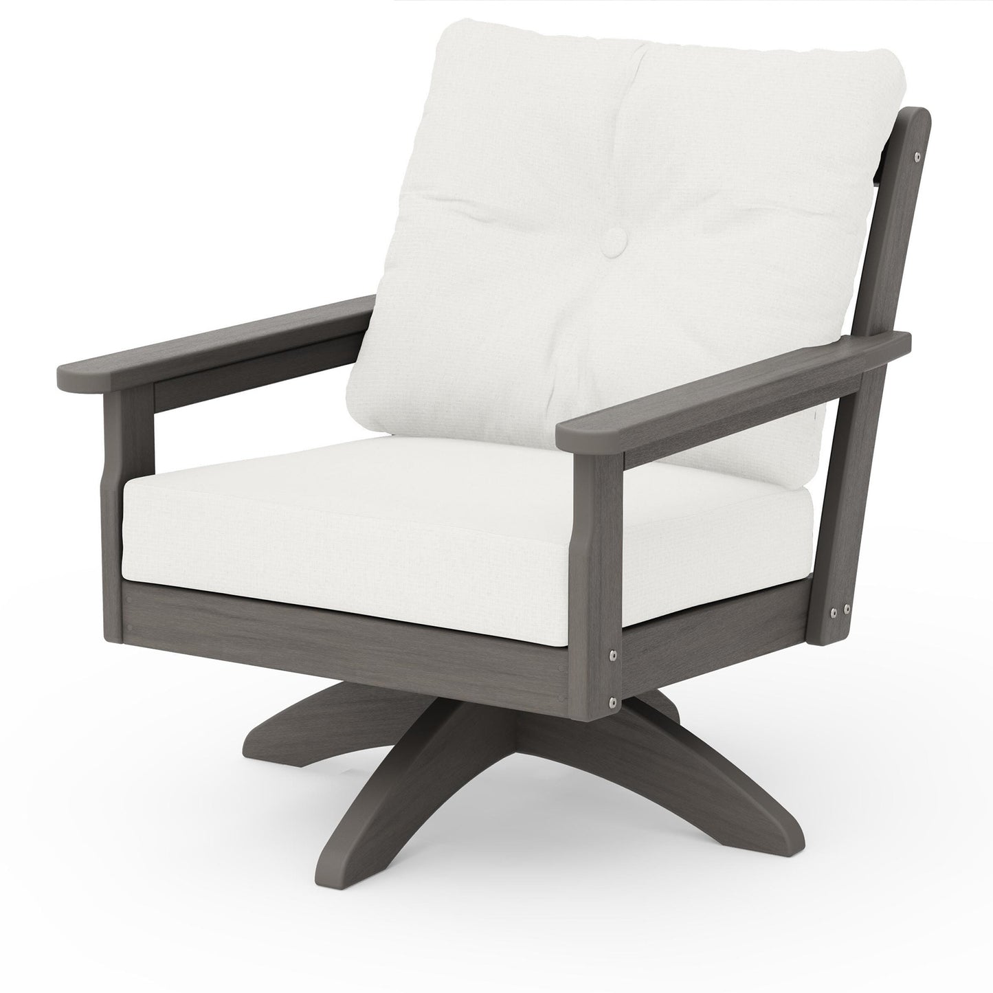 Vineyard Deep Seating Swivel Chair Driftwood Frame Natural Linen Cushions, image 53