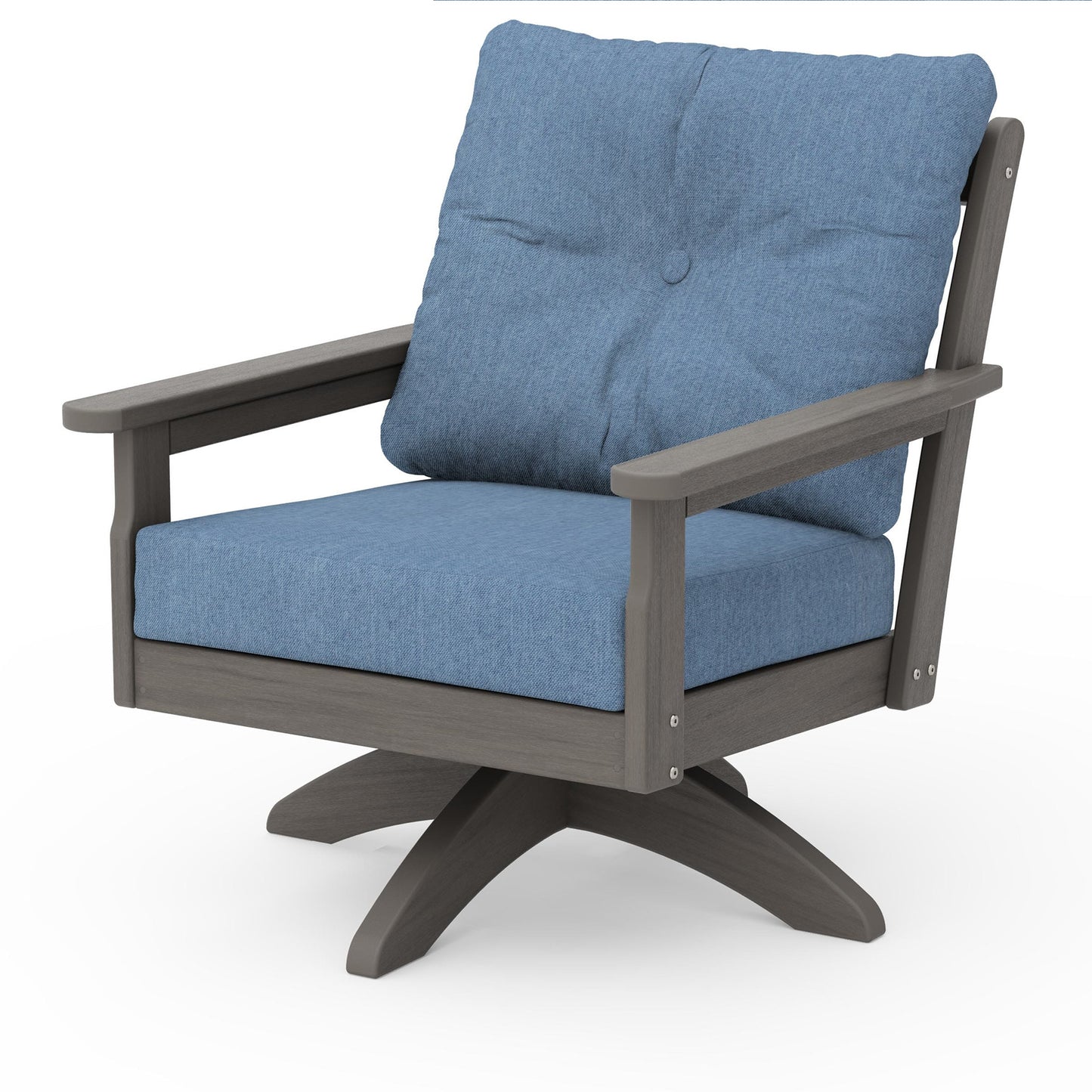 Vineyard Deep Seating Swivel Chair Driftwood Frame Sky Blue Cushions, image 66