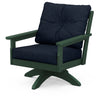 Vineyard Deep Seating Swivel Chair Green Frame Marine Indigo Cushions
