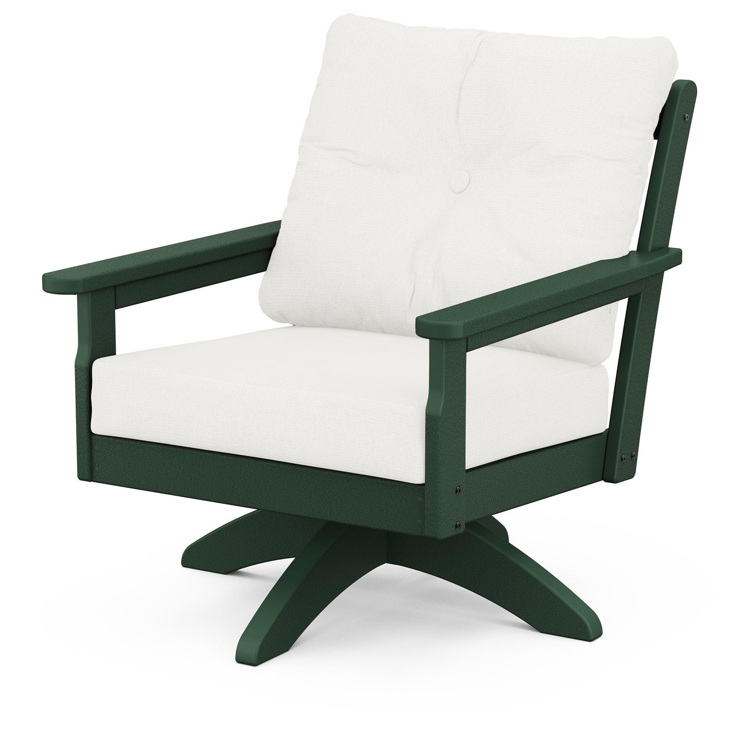 Vineyard Deep Seating Swivel Chair Green Frame Natural Linen Cushions, image 47