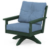 Vineyard Deep Seating Swivel Chair Green Frame Sky Blue Cushions