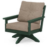 Vineyard Deep Seating Swivel Chair Green Frame Spiced Burlap Cushions